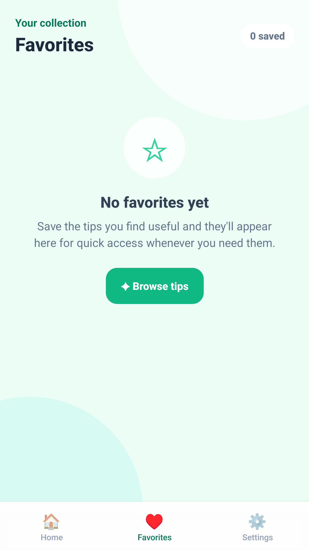 Home Spark Guide favorites screen