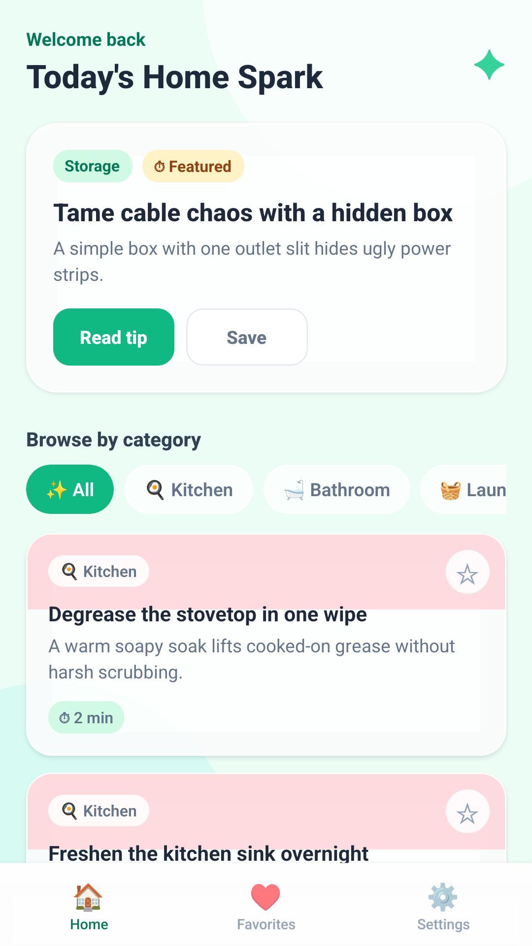 Home Spark Guide home screen